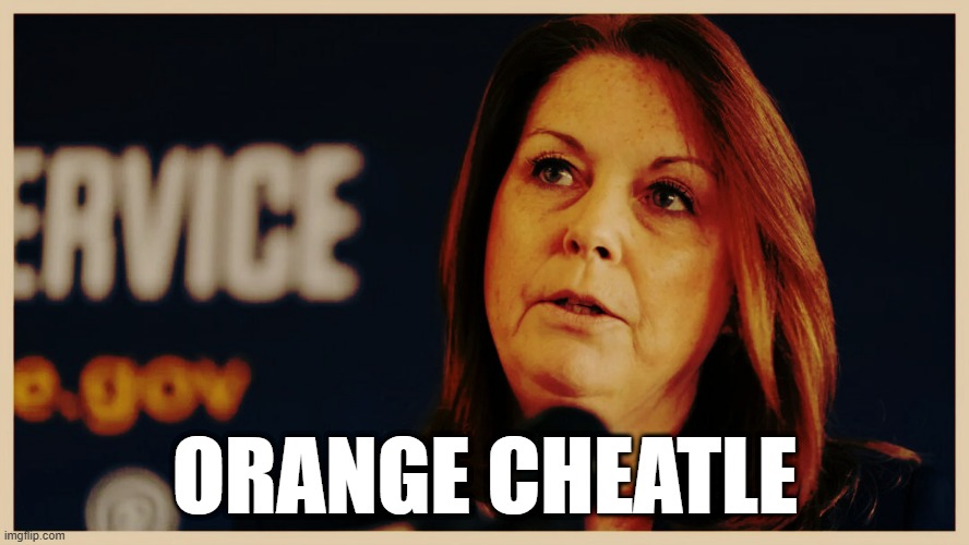 Orange Cheeto////...atle? | ORANGE CHEATLE | image tagged in kimberly cheatle,secret service | made w/ Imgflip meme maker