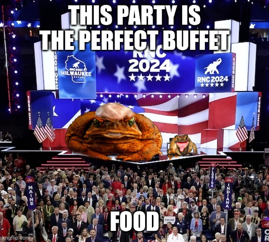 American Buffet | THIS PARTY IS THE PERFECT BUFFET; FOOD | image tagged in trump,jd vance,maga,rnc | made w/ Imgflip meme maker