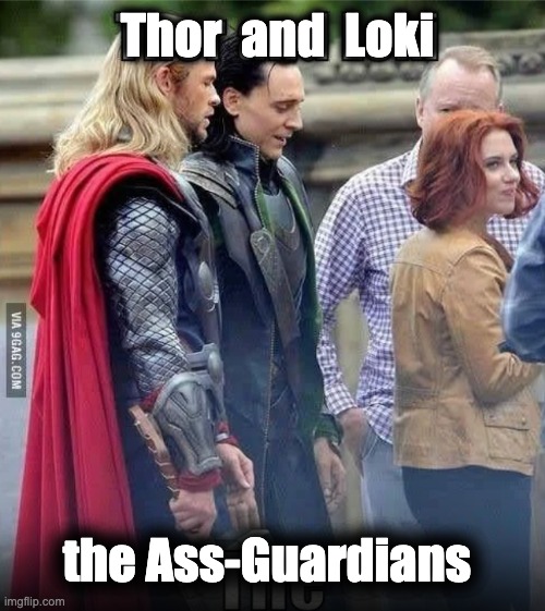 Ass-Guardians | Thor  and  Loki; the Ass-Guardians | image tagged in funny memes,memes,demotivationals,gifs,pie charts | made w/ Imgflip meme maker