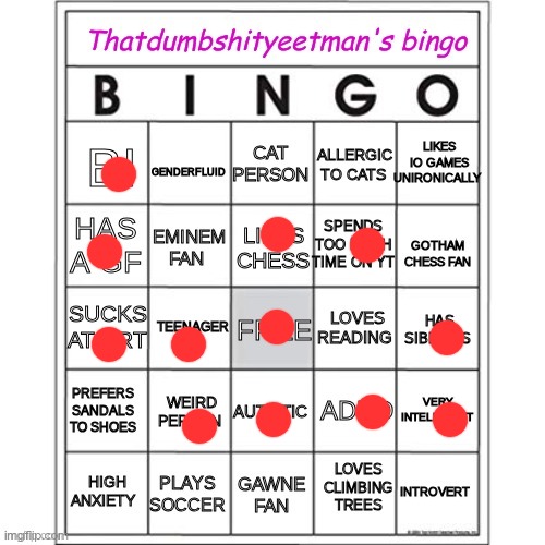 Thatdumbshityeetman's Bingo | image tagged in thatdumbshityeetman's bingo | made w/ Imgflip meme maker