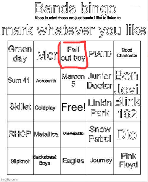 /srs | image tagged in bands bingo | made w/ Imgflip meme maker
