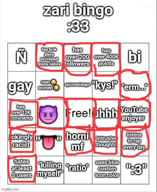 zari's bingo | image tagged in zari's bingo | made w/ Imgflip meme maker