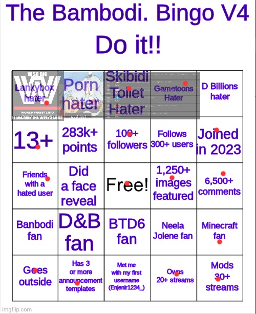 Banbodi. Bingo V4 | image tagged in banbodi bingo v4 | made w/ Imgflip meme maker