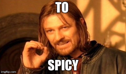 One Does Not Simply Meme | TO  SPICY | image tagged in memes,one does not simply | made w/ Imgflip meme maker