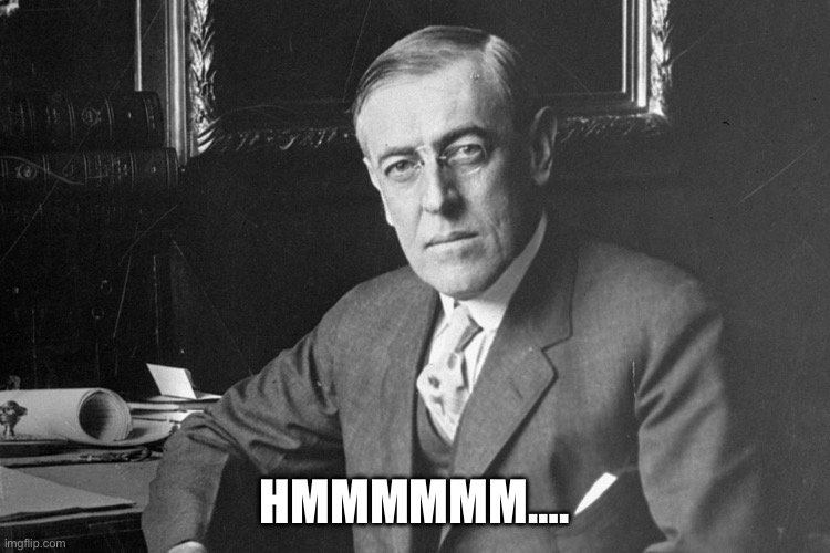Woodrow Wilson | HMMMMMM…. | image tagged in woodrow wilson | made w/ Imgflip meme maker