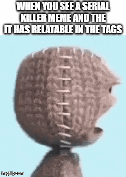 Hold The Bloody Up | WHEN YOU SEE A SERIAL KILLER MEME AND THE IT HAS RELATABLE IN THE TAGS | image tagged in gifs,memes,relatable,serial killer,dank memes,reference | made w/ Imgflip video-to-gif maker