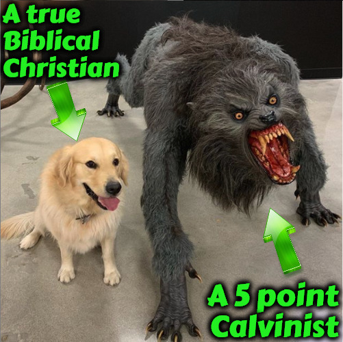 Christianity vs Legalism | A true Biblical Christian; A 5 point Calvinist | image tagged in dog vs werewolf,r/dankchristianmemes,calvinism,legalism,reformed theology,vicious | made w/ Imgflip meme maker