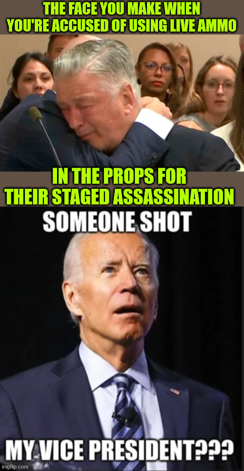 Fake news says it was a fake assassination... | THE FACE YOU MAKE WHEN YOU'RE ACCUSED OF USING LIVE AMMO; IN THE PROPS FOR THEIR STAGED ASSASSINATION | image tagged in delusional,people,msm cult of lies,science,proved 2 shooters | made w/ Imgflip meme maker