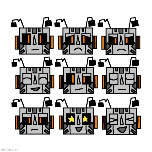 Zerobot expression sheet I made | image tagged in zerobot expression sheet | made w/ Imgflip meme maker