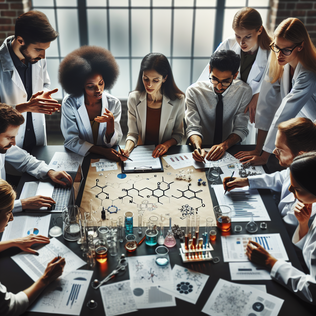 grupo de científicos trabajando juntos con gráficos y diagramas. Blank Meme Template