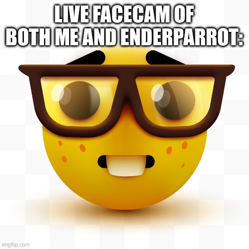 Nerd emoji | LIVE FACECAM OF BOTH ME AND ENDERPARROT: | image tagged in nerd emoji | made w/ Imgflip meme maker
