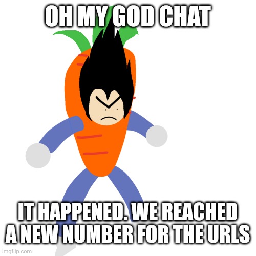 vegetable | OH MY GOD CHAT; IT HAPPENED. WE REACHED A NEW NUMBER FOR THE URLS | image tagged in vegetable | made w/ Imgflip meme maker