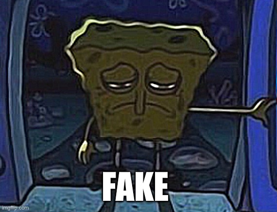 sad spongebob | FAKE | image tagged in sad spongebob | made w/ Imgflip meme maker