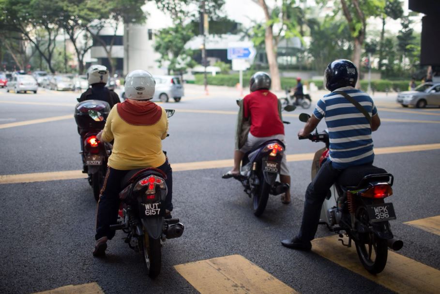 High Quality motorcycle at red light Blank Meme Template