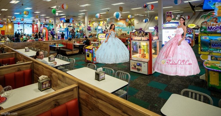 The girls decided to have fun at C. E. Cheese! (Formal) | image tagged in girls,pretty girl,girl,beautiful girl,chuck e cheese,princess | made w/ Imgflip meme maker