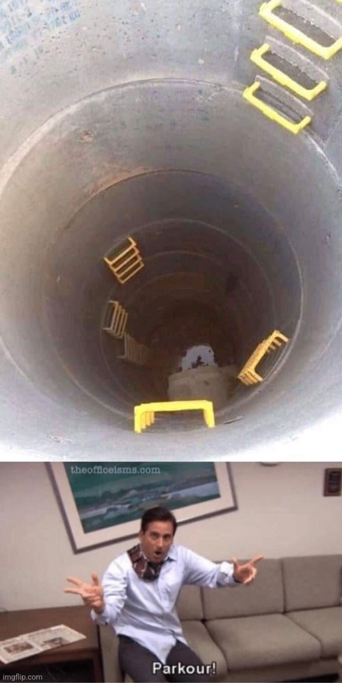 Whoever designed this should be fired | image tagged in parkour,design fails,ladder,the office | made w/ Imgflip meme maker