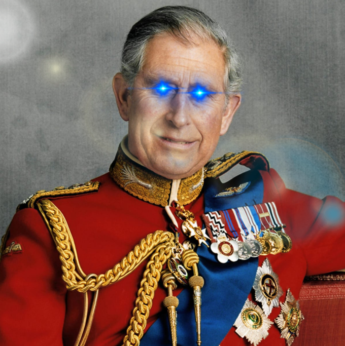 High Quality King Charles laser eyes Blank Meme Template