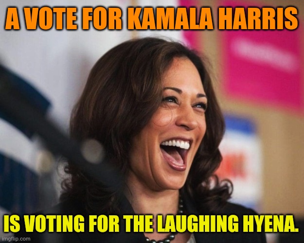 Voting For The Laughing Hyena | A VOTE FOR KAMALA HARRIS; IS VOTING FOR THE LAUGHING HYENA. | image tagged in cackling kamala harris,voting,for real,laughing,hyena,memes | made w/ Imgflip meme maker