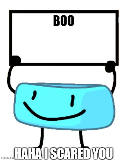 Bracelety Sign | BOO; HAHA I SCARED YOU | image tagged in bracelety sign,bfdi,scary | made w/ Imgflip meme maker