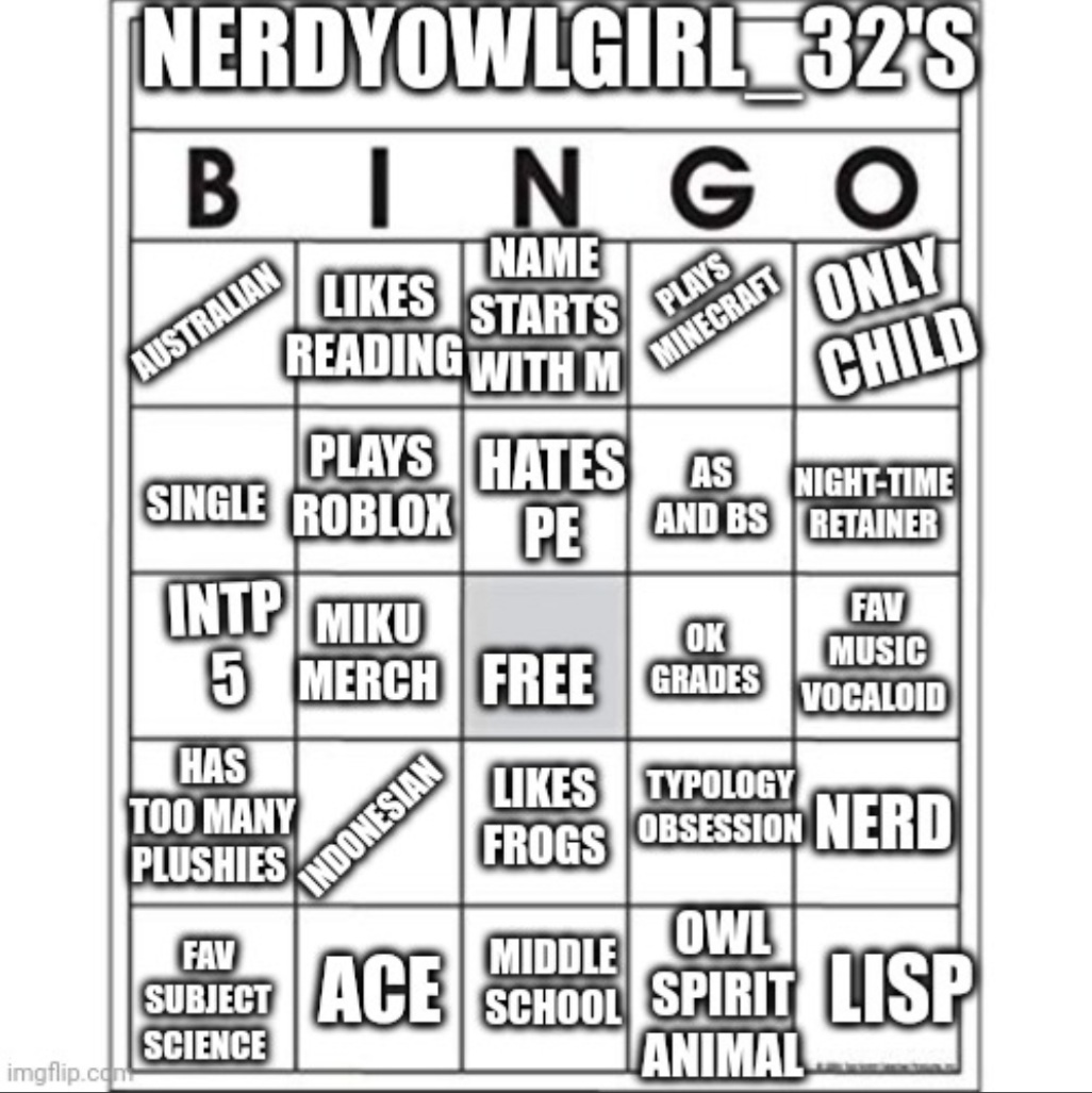 NerdyOwlGirl_32's Bingo Blank Template - Imgflip