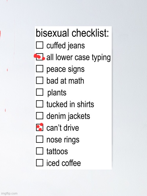 bisexual checklist | image tagged in bisexual checklist | made w/ Imgflip meme maker