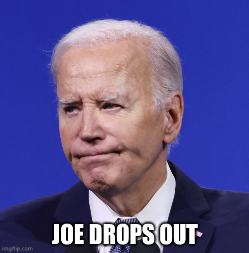 You're Out !! | JOE DROPS OUT | image tagged in memes,sad joe biden,quitting,dnc,political meme | made w/ Imgflip meme maker