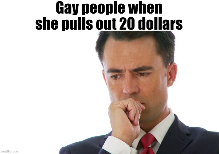 Maybe I Should | Gay people when she pulls out 20 dollars | image tagged in maybe i should | made w/ Imgflip meme maker
