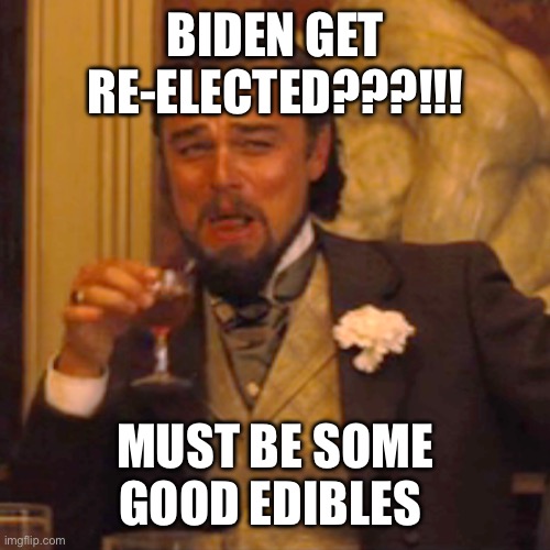 Laughing Leo Meme | BIDEN GET RE-ELECTED???!!! MUST BE SOME GOOD EDIBLES | image tagged in memes,laughing leo | made w/ Imgflip meme maker