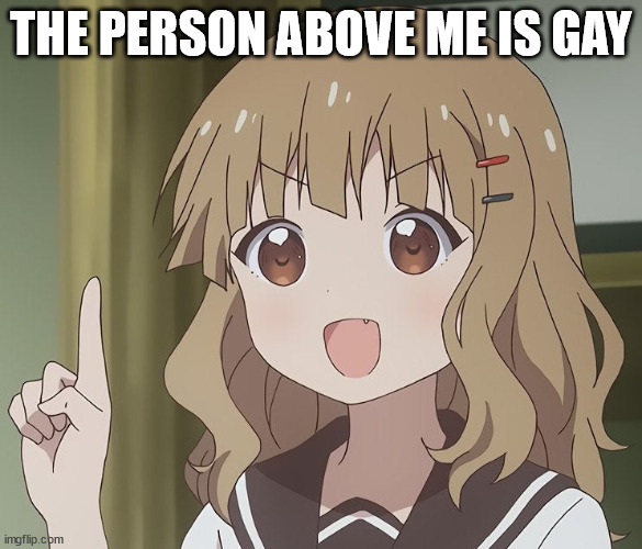 The person above me | THE PERSON ABOVE ME IS GAY | image tagged in the person above me | made w/ Imgflip meme maker