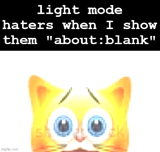 about:blank | light mode haters when I show them "about:blank" | made w/ Imgflip meme maker