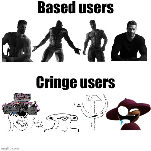 I made a based users vs cringe users template!!!! | image tagged in based users vs cringe users shadow_benoitx style | made w/ Imgflip meme maker