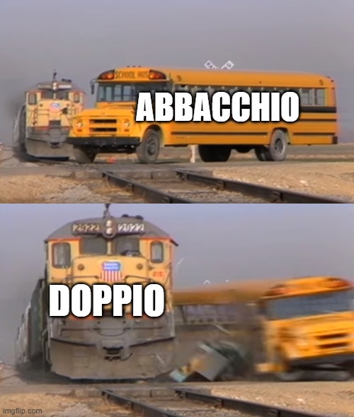 diavolo killed abbacchio | ABBACCHIO; DOPPIO | image tagged in a train hitting a school bus,jojo's bizarre adventure,anime | made w/ Imgflip meme maker