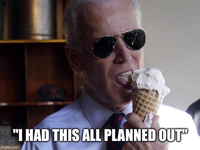 Joe Biden Ice Cream | "I HAD THIS ALL PLANNED OUT" | image tagged in joe biden ice cream | made w/ Imgflip meme maker