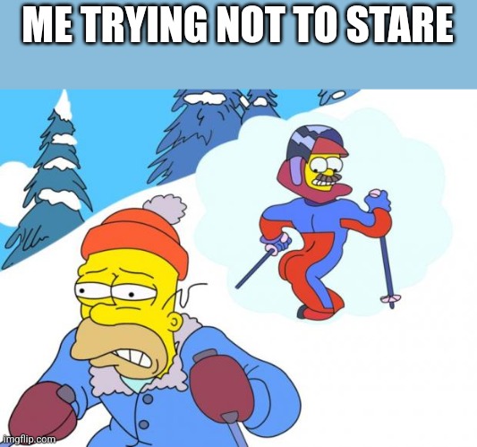 Stupid sexy Flanders | ME TRYING NOT TO STARE | image tagged in stupid sexy flanders | made w/ Imgflip meme maker