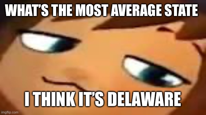 smug hat kid.mp4 | WHAT’S THE MOST AVERAGE STATE; I THINK IT’S DELAWARE | image tagged in smug hat kid mp4 | made w/ Imgflip meme maker