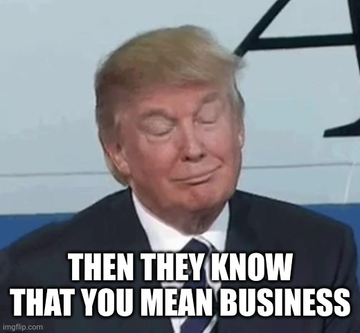 Trump Nod | THEN THEY KNOW THAT YOU MEAN BUSINESS | image tagged in trump nod | made w/ Imgflip meme maker