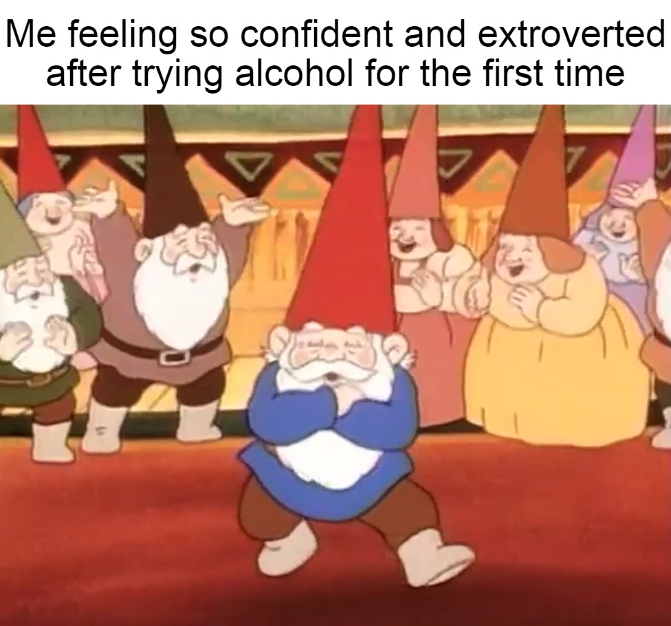 Me feeling so confident and extroverted after trying alcohol for the first time | image tagged in meme,memes,funny,dank memes | made w/ Imgflip meme maker