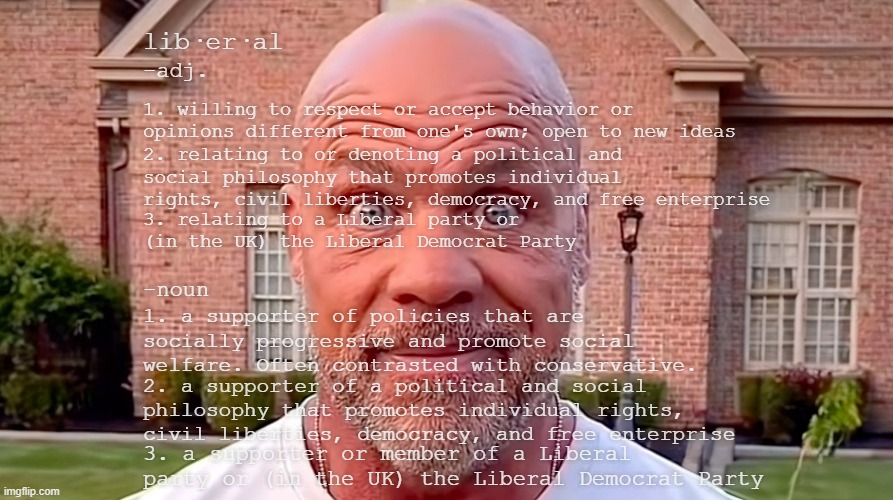 Heya, Trump-cult kids, alleged "conservatives," have you considered how closely your claimed values match with a1, a2 & n2? | lib·er·al; -adj. 1. willing to respect or accept behavior or opinions different from one's own; open to new ideas; 2. relating to or denoting a political and social philosophy that promotes individual rights, civil liberties, democracy, and free enterprise; 3. relating to a Liberal party or (in the UK) the Liberal Democrat Party; -noun; 1. a supporter of policies that are socially progressive and promote social welfare. Often contrasted with conservative. 2. a supporter of a political and social philosophy that promotes individual rights, civil liberties, democracy, and free enterprise; 3. a supporter or member of a Liberal party or (in the UK) the Liberal Democrat Party | image tagged in kurt angle stare,whoops,too funny,politics lol,fun with words | made w/ Imgflip meme maker