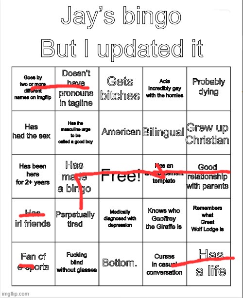 got no rizz @me | image tagged in jay s bingo | made w/ Imgflip meme maker