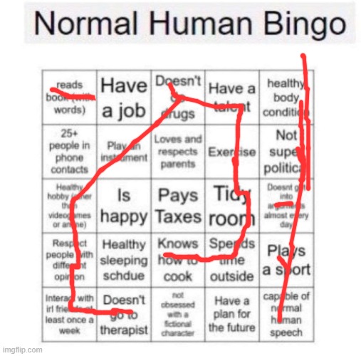 Normal human bingo | image tagged in normal human bingo | made w/ Imgflip meme maker