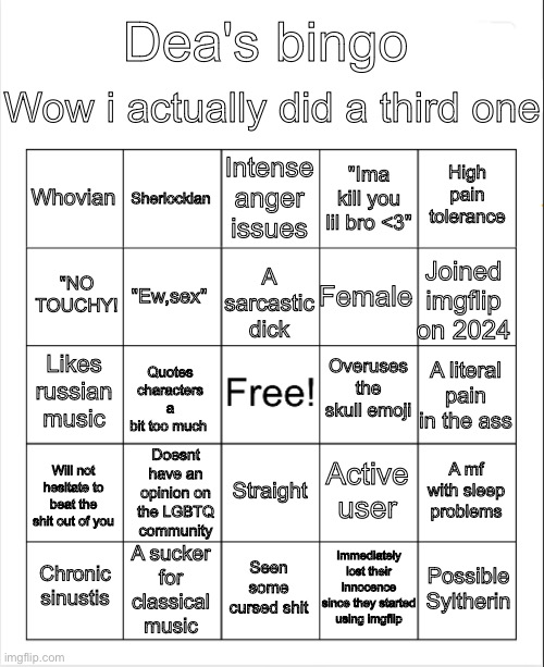 Dea's bingo Blank Meme Template