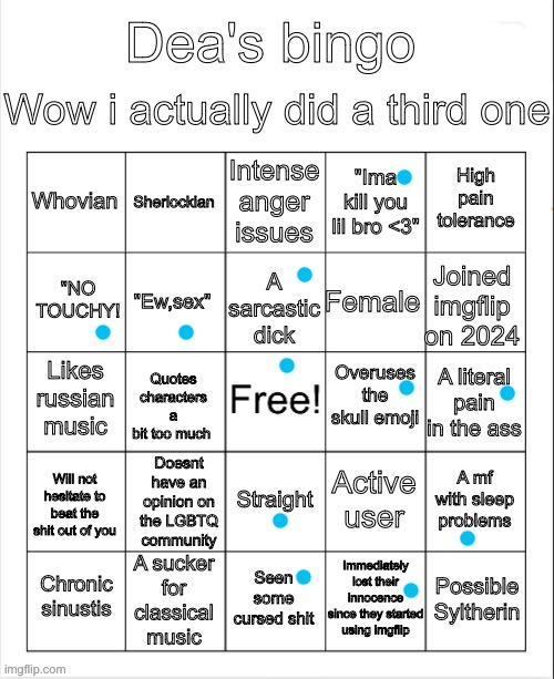 Dea's bingo | image tagged in dea's bingo | made w/ Imgflip meme maker