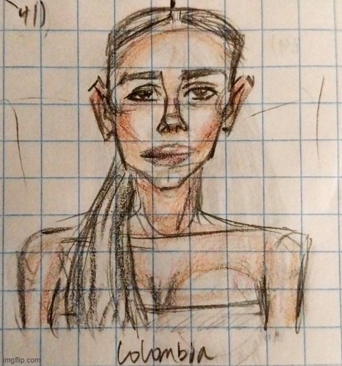 #41. Colombia | image tagged in countries,nations,beauty,woman,colored pencils,colombia | made w/ Imgflip meme maker