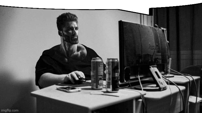 Gigachad On The Computer | image tagged in gigachad on the computer | made w/ Imgflip meme maker