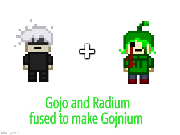 We are bringing back Shared accounts with this one (link in comments) | +; Gojo and Radium fused to make Gojnium | made w/ Imgflip meme maker