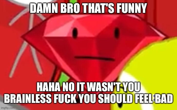 High Quality Ruby damn bro that's funny Blank Meme Template