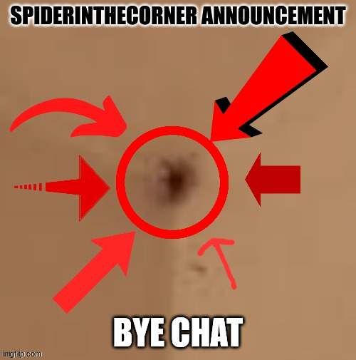 cya later NNEERRDDSSS! | BYE CHAT | image tagged in spiderinthecorner announcement | made w/ Imgflip meme maker