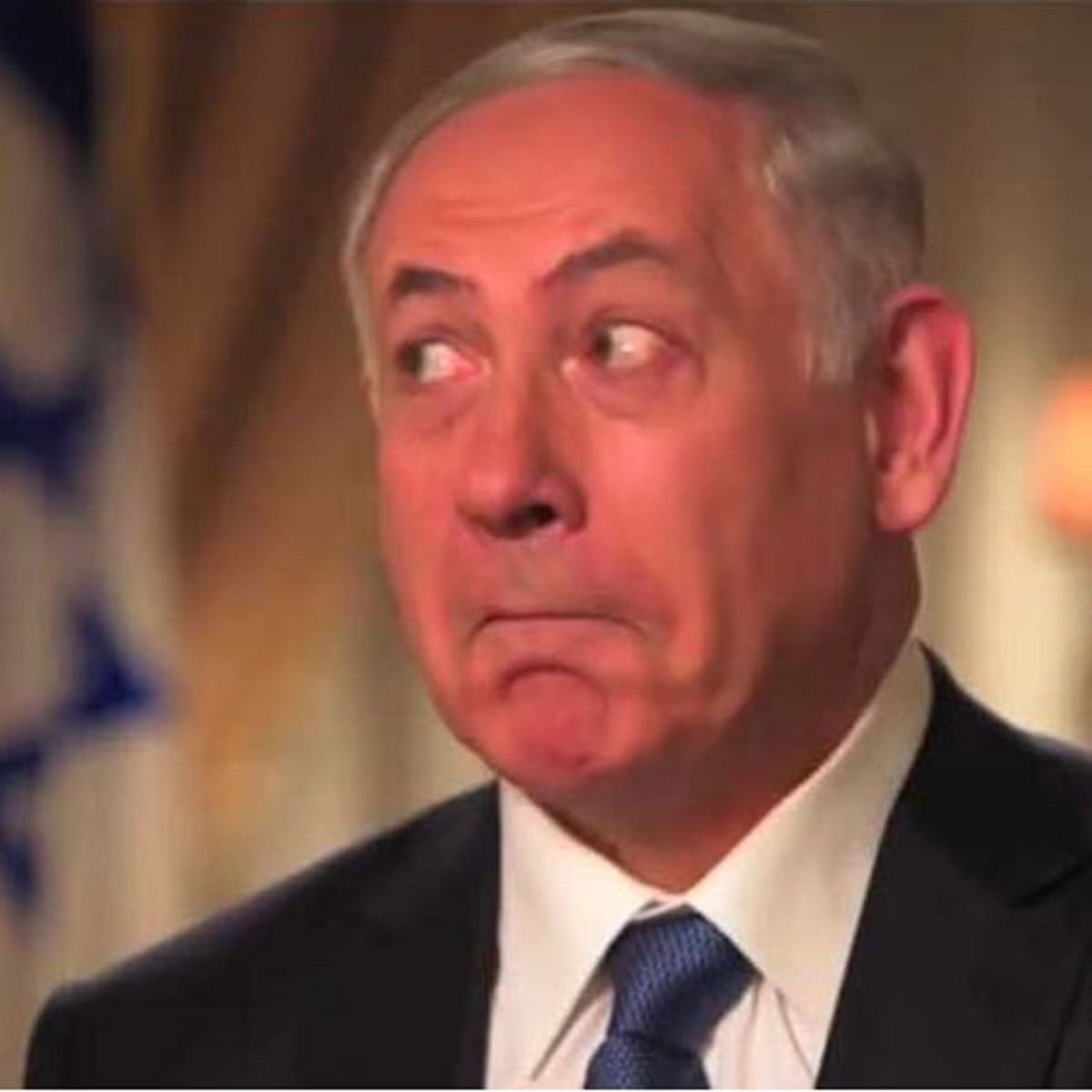 High Quality Netanyahu constipated Blank Meme Template