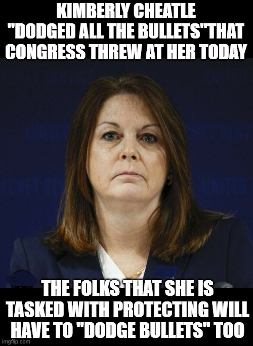 Epic fail, something many D&R agree on. | KIMBERLY CHEATLE "DODGED ALL THE BULLETS"THAT CONGRESS THREW AT HER TODAY; THE FOLKS THAT SHE IS TASKED WITH PROTECTING WILL HAVE TO "DODGE BULLETS" TOO | image tagged in kimberly cheatle,you suck | made w/ Imgflip meme maker