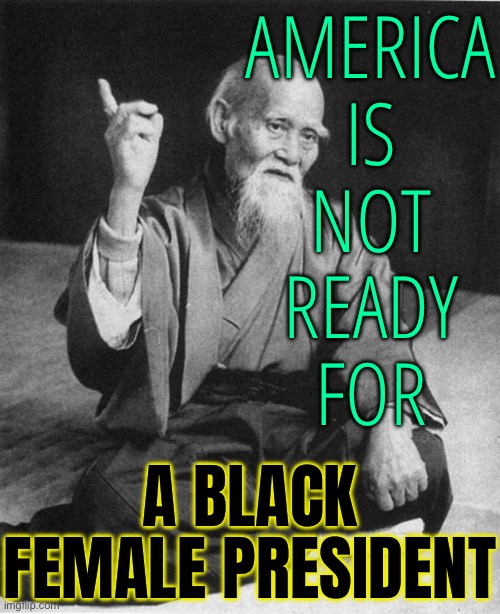 America Is Not Ready For A Black Female President | AMERICA
IS
NOT
READY
FOR; A BLACK FEMALE PRESIDENT | image tagged in confucius say,sexism,racism,scumbag america,donald trump,kamala harris | made w/ Imgflip meme maker